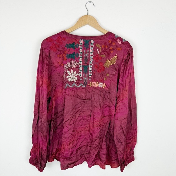 Johnny Was Zuzu Field Embroidered Henley Blouse - Picture 6 of 11